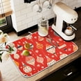thumbnail image 1 of Yayeee Dish Drying Mat for Kitchen Counter 16" x 18" Microfiber Super Absorbent Coffee Decorative Pad, Red Christmas Ornaments Pattern, 1 of 8