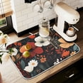 thumbnail image 1 of Yayeee Drying Mat for Kitchen Counter Dishes Microfiber Coffee Decorative Pad, Red Flowers Pattern, 1 of 9
