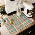 thumbnail image 1 of Yayeee Dish Drying Mat for Kitchen Counter 16" x 18" Microfiber Super Absorbent Coffee Decorative Pad, Red Green Tartan Pattern, 1 of 9