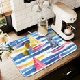 thumbnail image 1 of Yayeee Dish Drying Mat for Kitchen Counter 16" x 18" Microfiber Super Absorbent Coffee Decorative Pad, Red Hand Drawn Sailboats, 1 of 9