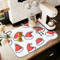 thumbnail image 1 of Yayeee Dish Drying Mat for Kitchen Counter 16" x 18" Microfiber Super Absorbent Coffee Decorative Pad, Santa Hats Pattern, 1 of 9