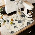 thumbnail image 1 of Yayeee Dish Drying Mat for Kitchen Counter 16" x 18" Microfiber Super Absorbent Coffee Decorative Pad, Small Black Flowers, 1 of 9