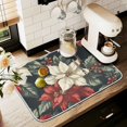 thumbnail image 1 of Yayeee Drying Mat for Kitchen Counter Dishes Microfiber Coffee Decorative Pad, White Christmas Leaves, 1 of 9