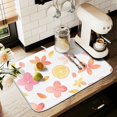 thumbnail image 1 of Yayeee Dish Drying Mat for Kitchen Counter 18" x 24" Microfiber Super Absorbent Coffee Decorative Pad, White Floral Orange, 1 of 9