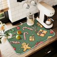 thumbnail image 1 of Yayeee Dish Drying Mat for Kitchen Counter 16" x 18" Microfiber Super Absorbent Coffee Decorative Pad, Yellow Christmas Gingerbread, 1 of 9
