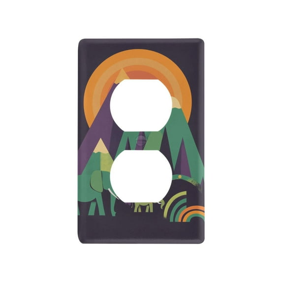Yayeee Duplex Wall Plate 1-Gang 4.5"x2.7" Home Receptacle Light Switch Decorative Outlet Cover, Abstract Animals