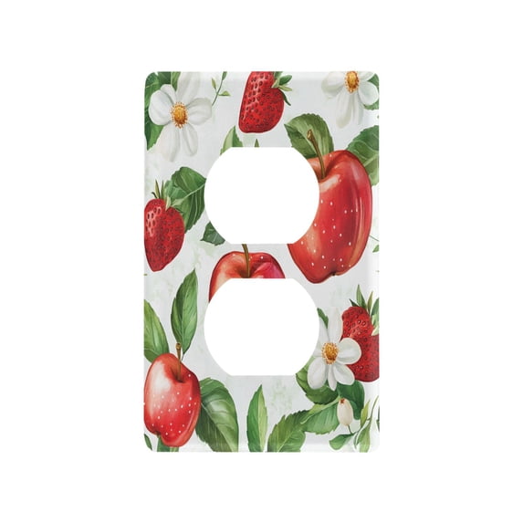 Yayeee Duplex Wall Plate 1-Gang 4.5"x2.7" Home Receptacle Light Switch Decorative Outlet Cover, Apple Pattern
