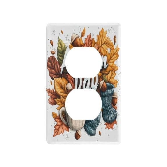 Yayeee Duplex Wall Plate 1-Gang 4.5"x2.7" Home Receptacle Light Switch Decorative Outlet Cover, Autumn Day Pattern