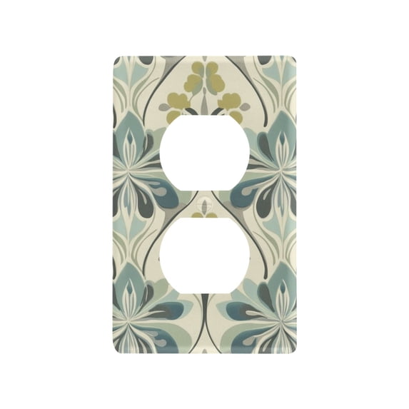 Yayeee Duplex Wall Plate 1-Gang 4.5"x2.7" Home Receptacle Light Switch Decorative Outlet Cover, Beige Floral Pattern