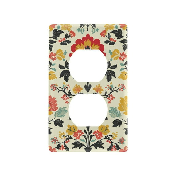 Yayeee Duplex Wall Plate 1-Gang 4.5"x2.7" Home Receptacle Light Switch Decorative Outlet Cover, Beige Floral