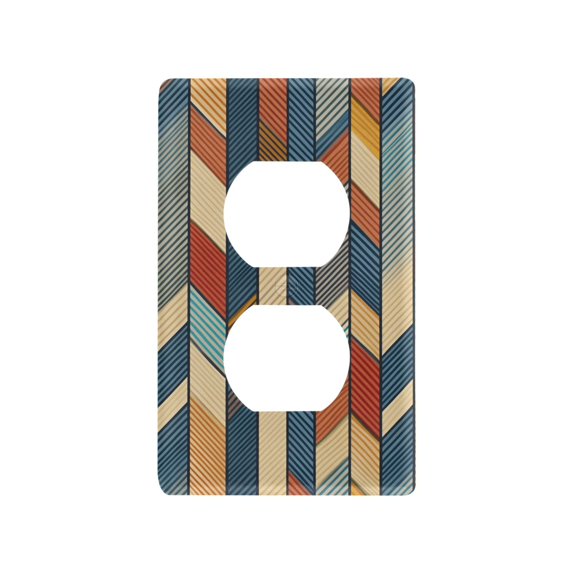 Yayeee Duplex Wall Plate 1-Gang 4.5"x2.7" Home Receptacle Light Switch Decorative Outlet Cover, Beige Geometric