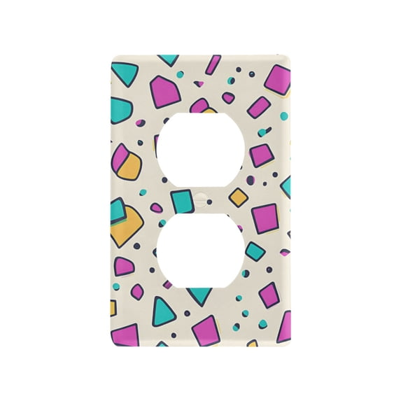 Yayeee Duplex Wall Plate 1-Gang 4.5"x2.7" Home Receptacle Light Switch Decorative Outlet Cover, Beige Retro Pattern
