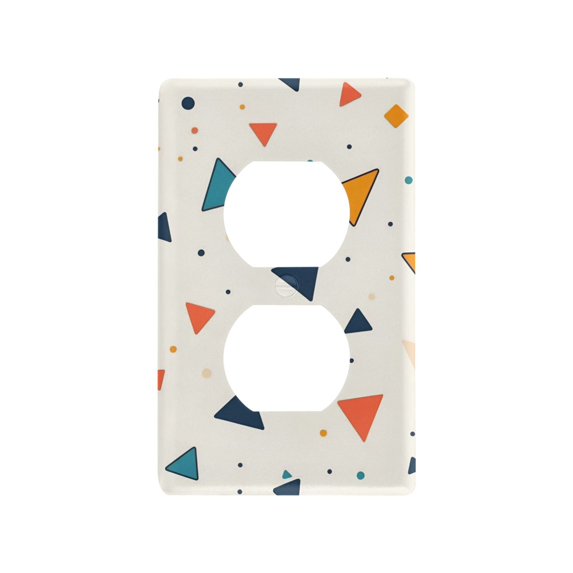 Yayeee Duplex Wall Plate 1-Gang 4.5"x2.7" Home Receptacle Light Switch Decorative Outlet Cover, Beige Simple Shapes