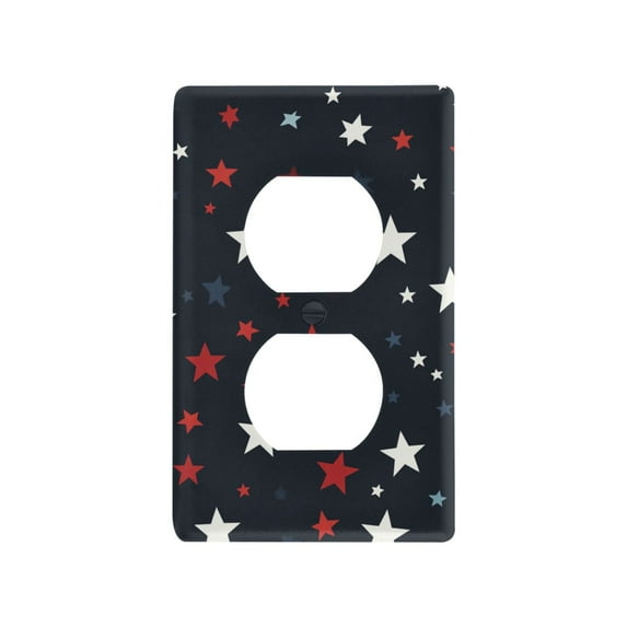 Yayeee Duplex Wall Plate 1-Gang 4.5"x2.7" Home Receptacle Light Switch Decorative Outlet Cover, Blue Stars Pattern