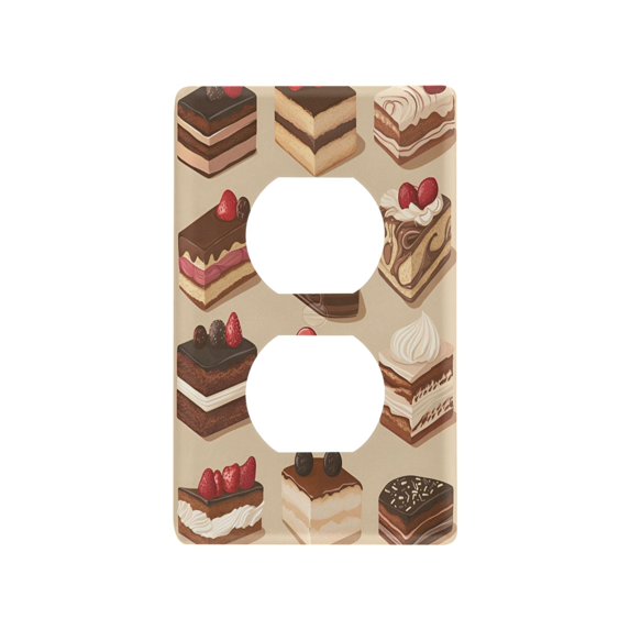 Yayeee Duplex Wall Plate 1-Gang 4.5"x2.7" Home Receptacle Light Switch Decorative Outlet Cover, Brown Cakes
