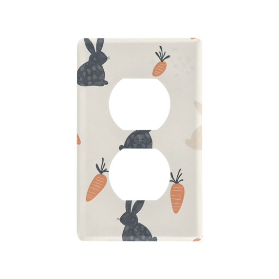 Yayeee Duplex Wall Plate 1-Gang 4.5"x2.7" Home Receptacle Light Switch Decorative Outlet Cover, Bunnies and Carrots