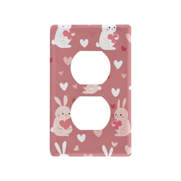 Yayeee Duplex Wall Plate 1-Gang 4.5"x2.7" Home Receptacle Light Switch Decorative Outlet Cover, Bunny Love Blooms