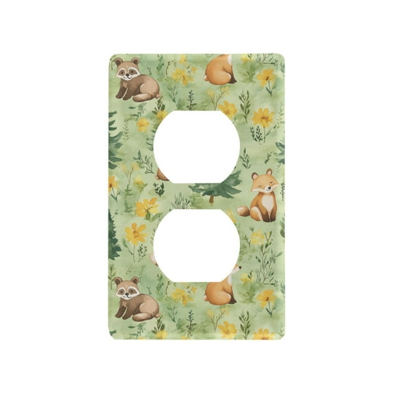Yayeee Duplex Wall Plate 1-Gang 4.5"x2.7" Home Receptacle Light Switch Decorative Outlet Cover, Cartoon Forest Animals