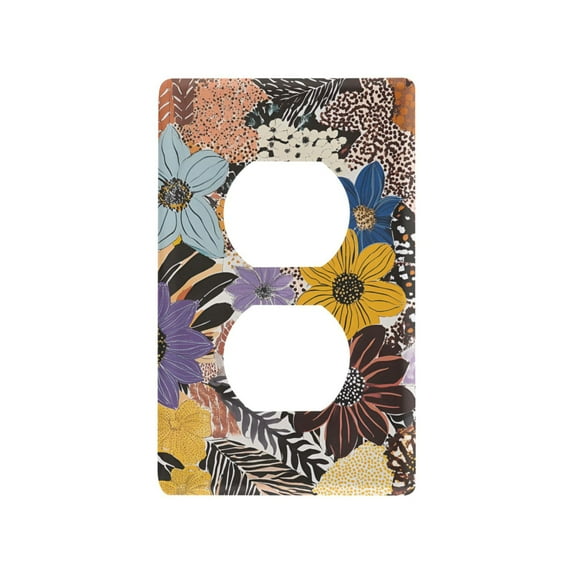 Yayeee Duplex Wall Plate 1-Gang 4.5"x2.7" Home Receptacle Light Switch Decorative Outlet Cover, Colorful Flowers