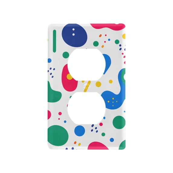 Yayeee Duplex Wall Plate 1-Gang 4.5"x2.7" Home Receptacle Light Switch Decorative Outlet Cover, Colorful Round