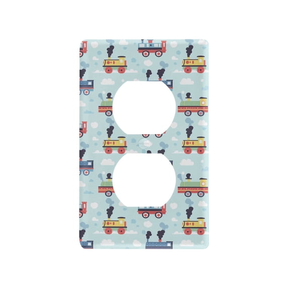 Yayeee Duplex Wall Plate 1-Gang 4.5"x2.7" Home Receptacle Light Switch Decorative Outlet Cover, Colorful Trains