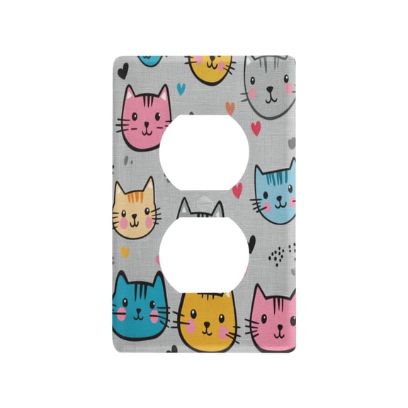 Yayeee Duplex Wall Plate 1-Gang 4.5"x2.7" Home Receptacle Light Switch Decorative Outlet Cover, Cute Cat Pattern