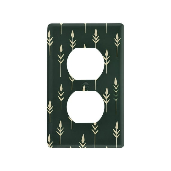Yayeee Duplex Wall Plate 1-Gang 4.5"x2.7" Home Receptacle Light Switch Decorative Outlet Cover, Dark Green Plants