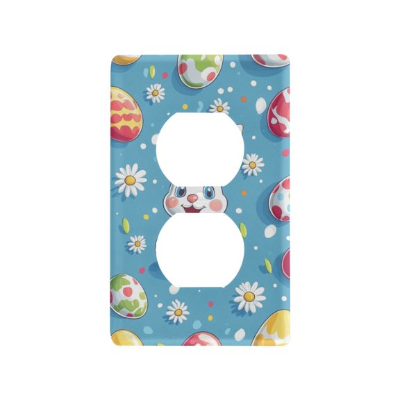 Yayeee Duplex Wall Plate 1-Gang 4.5"x2.7" Home Receptacle Light Switch Decorative Outlet Cover, Easter Bunny Pattern