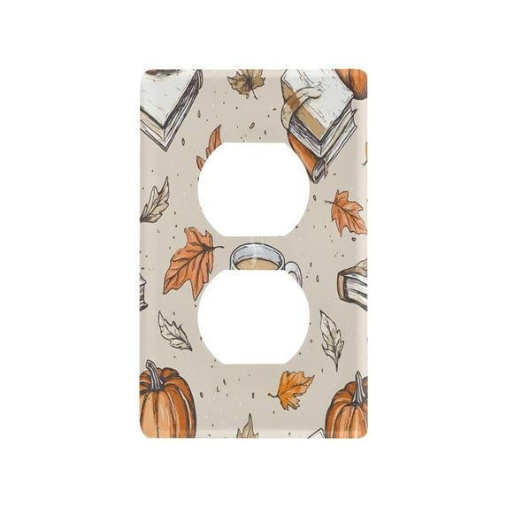 Yayeee Duplex Wall Plate 1-Gang 4.5"x2.7" Home Receptacle Light Switch Decorative Outlet Cover, Fall Coffee