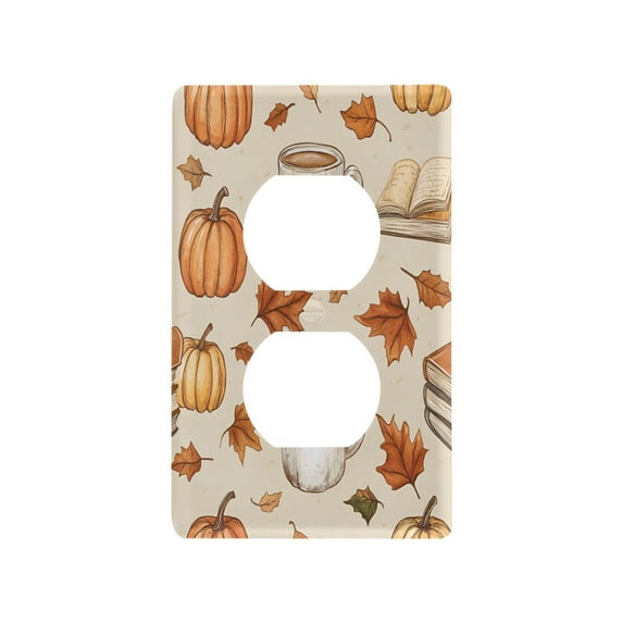 Yayeee Duplex Wall Plate 1-Gang 4.5"x2.7" Home Receptacle Light Switch Decorative Outlet Cover, Fall Mug Pattern
