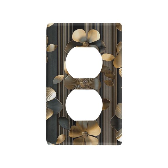 Yayeee Duplex Wall Plate 1-Gang 4.5"x2.7" Home Receptacle Light Switch Decorative Outlet Cover, Floral Lines
