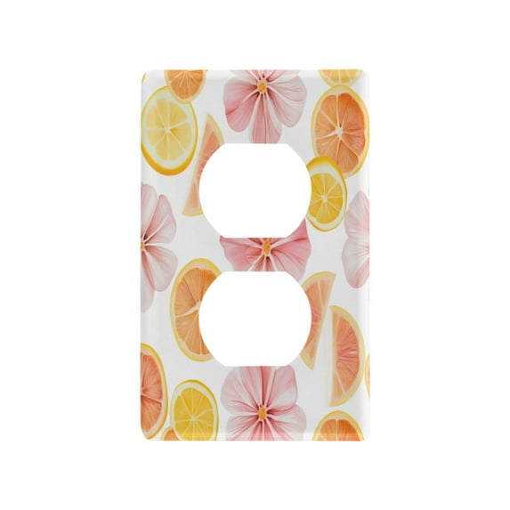 Yayeee Duplex Wall Plate 1-Gang 4.5"x2.7" Home Receptacle Light Switch Decorative Outlet Cover, Floral Orange