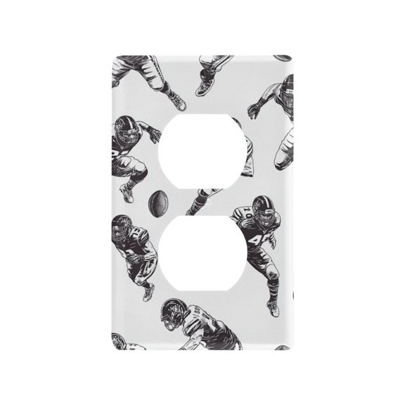 Yayeee Duplex Wall Plate 1-Gang 4.5"x2.7" Home Receptacle Light Switch Decorative Outlet Cover, Football Player Pattern