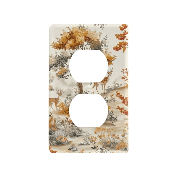 Yayeee Duplex Wall Plate 1-Gang 4.5"x2.7" Home Receptacle Light Switch Decorative Outlet Cover, Forest Pattern