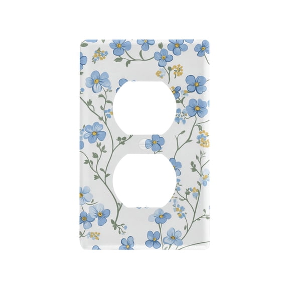 Yayeee Duplex Wall Plate 1-Gang 4.5"x2.7" Home Receptacle Light Switch Decorative Outlet Cover, Forget Me Not