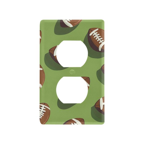 Yayeee Duplex Wall Plate 1-Gang 4.5"x2.7" Home Receptacle Light Switch Decorative Outlet Cover, Game Day Footballs