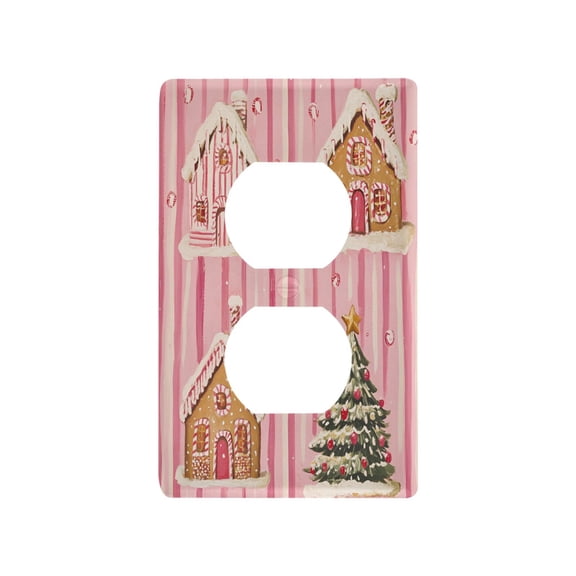Yayeee Duplex Wall Plate 1-Gang 4.5"x2.7" Home Receptacle Light Switch Decorative Outlet Cover, Gingerbread Houses