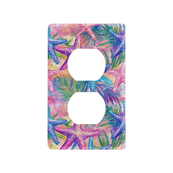 Yayeee Duplex Wall Plate 1-Gang 4.5"x2.7" Home Receptacle Light Switch Decorative Outlet Cover, Gradient Starfish Pattern