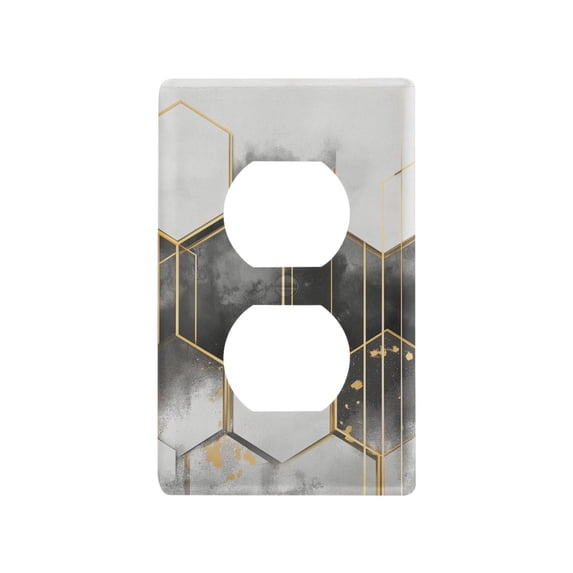 Yayeee Duplex Wall Plate 1-Gang 4.5"x2.7" Home Receptacle Light Switch Decorative Outlet Cover, Gray Hexagons