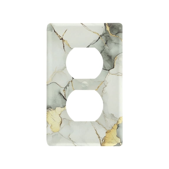 Yayeee Duplex Wall Plate 1-Gang 4.5"x2.7" Home Receptacle Light Switch Decorative Outlet Cover, Gray Marble Pattern