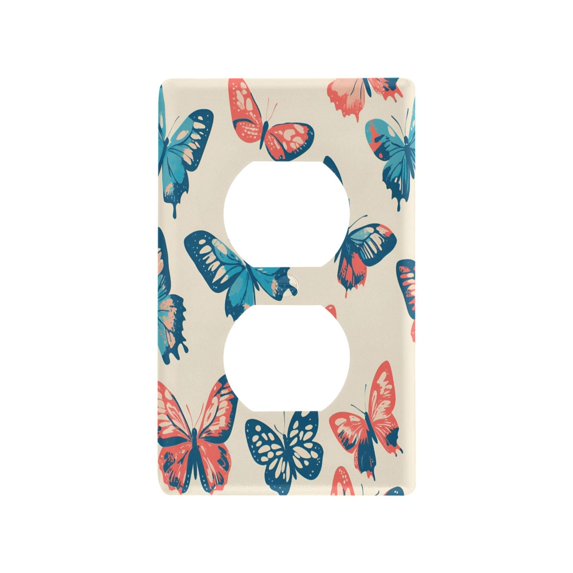 Yayeee Duplex Wall Plate 1-Gang 4.5"x2.7" Home Receptacle Light Switch Decorative Outlet Cover, Green Butterflies