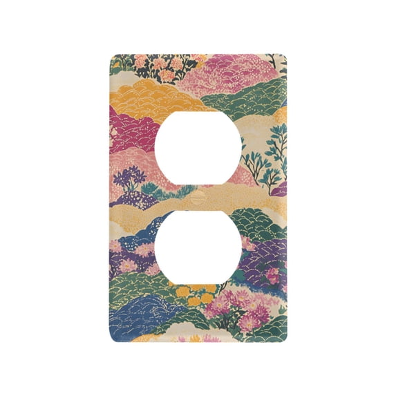 Yayeee Duplex Wall Plate 1-Gang 4.5"x2.7" Home Receptacle Light Switch Decorative Outlet Cover, Green Floral Wave