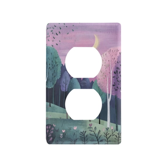 Yayeee Duplex Wall Plate 1-Gang 4.5"x2.7" Home Receptacle Light Switch Decorative Outlet Cover, Green Night Deer