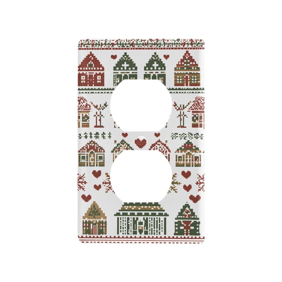 Yayeee Duplex Wall Plate 1-Gang 4.5"x2.7" Home Receptacle Light Switch Decorative Outlet Cover, Green Nordic Christmas House