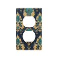 thumbnail image 1 of Yayeee Duplex Wall Plate 1-Gang 4.5"x2.7" Home Receptacle Light Switch Decorative Outlet Cover, Green Peacock Pattern, 1 of 7