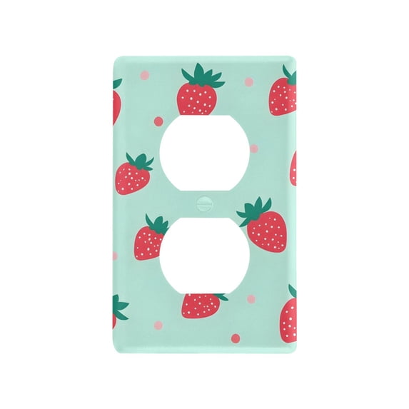 Yayeee Duplex Wall Plate 1-Gang 4.5"x2.7" Home Receptacle Light Switch Decorative Outlet Cover, Green Strawberry