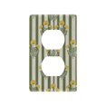 thumbnail image 1 of Yayeee Duplex Wall Plate 1-Gang 4.5"x2.7" Home Receptacle Light Switch Decorative Outlet Cover, Green Stripe Flowers, 1 of 7