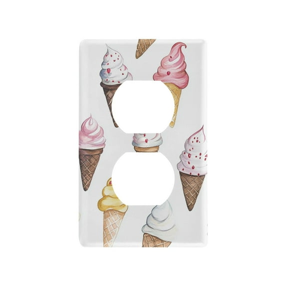 Yayeee Duplex Wall Plate 1-Gang 4.5"x2.7" Home Receptacle Light Switch Decorative Outlet Cover, Ice Cream Pattern