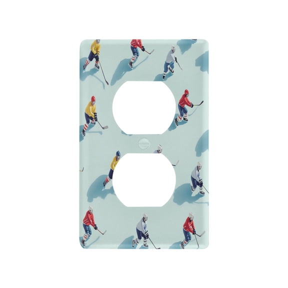 Yayeee Duplex Wall Plate 1-Gang 4.5"x2.7" Home Receptacle Light Switch Decorative Outlet Cover, Ice Hockey