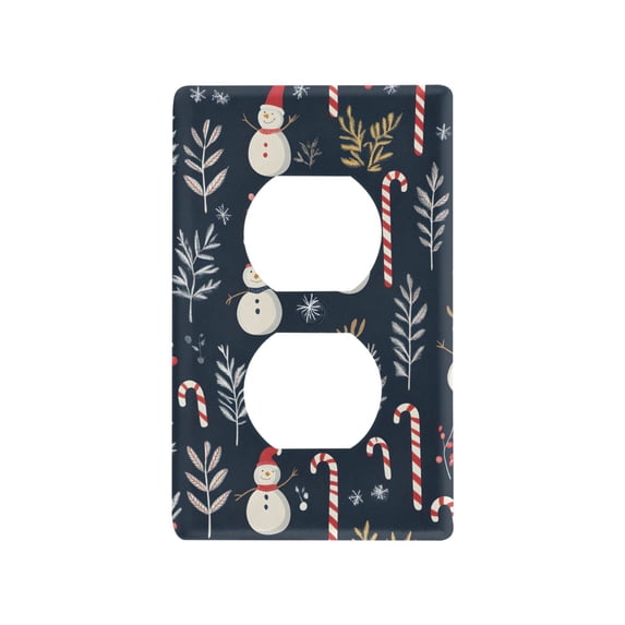 Yayeee Duplex Wall Plate 1-Gang 4.5"x2.7" Home Receptacle Light Switch Decorative Outlet Cover, Jolly Snowman